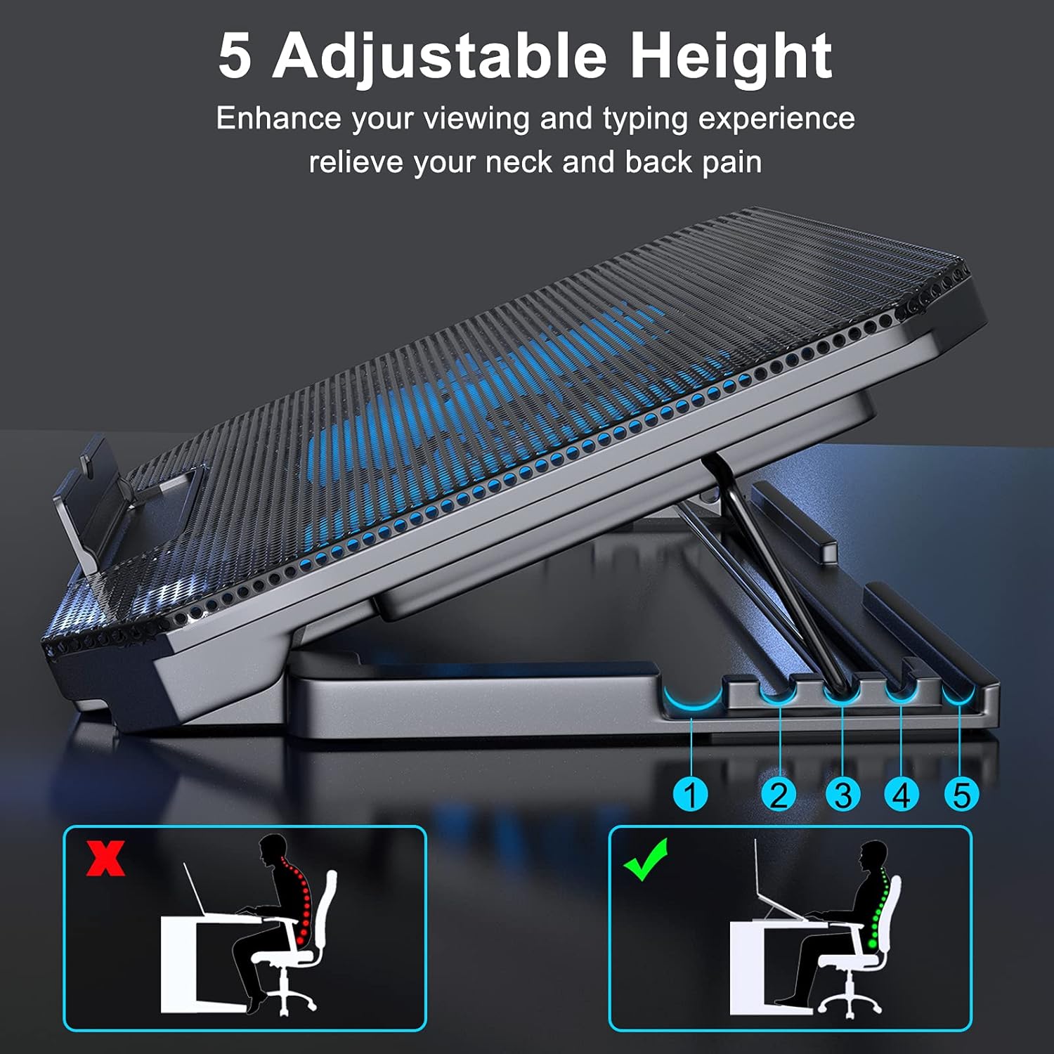 LIENS Laptop Cooling Pad with Adjustable
