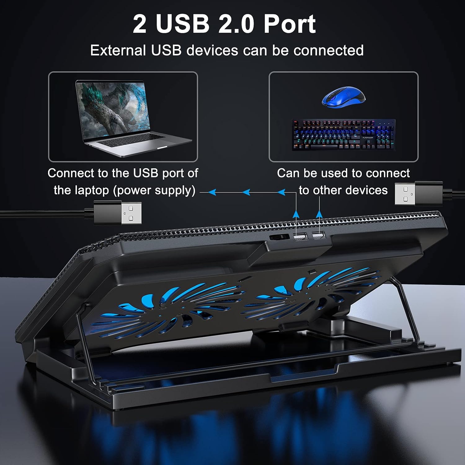 LIENS Laptop Cooling Pad with Adjustable