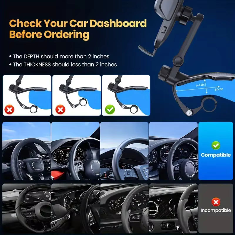Car Mount Holder for Phone Cool Dashboard Clip