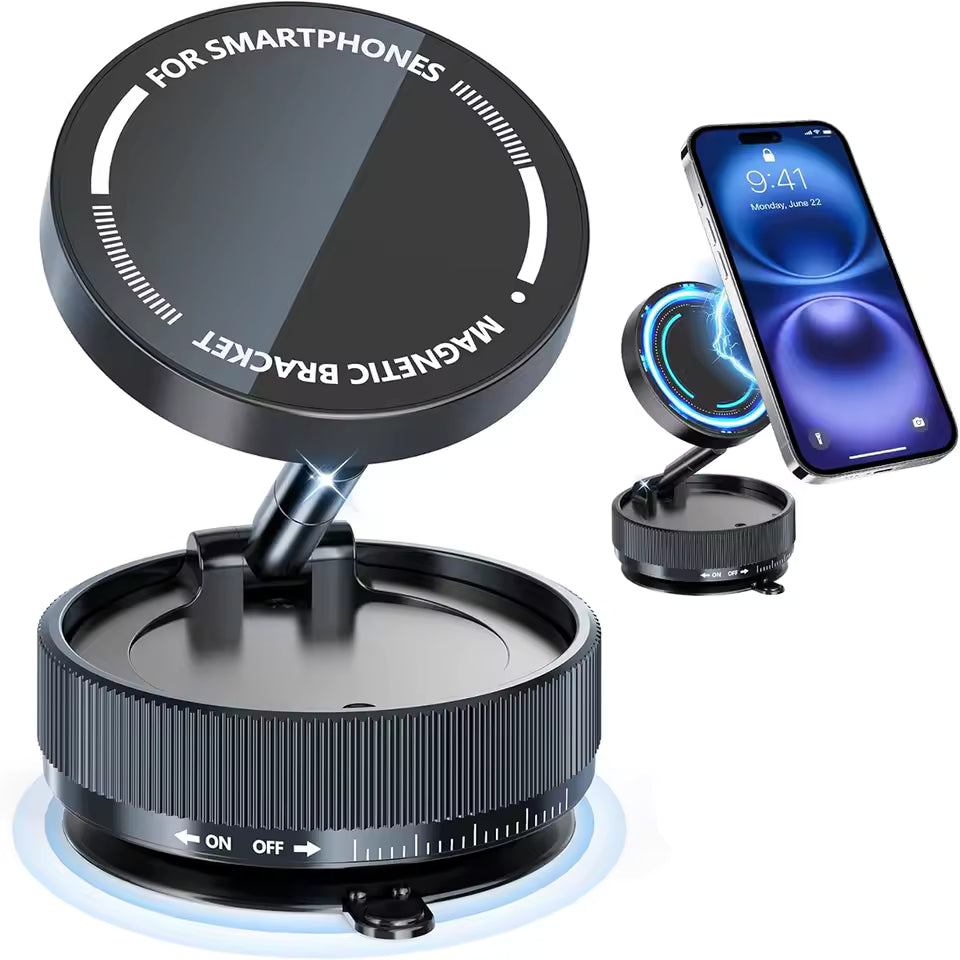 Magnetic Suction Cup Phone Mount for Magsafe 360° Adjustable Magnetic Car Phone Holder Pocket Size Foldable Car Mount